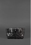 Фото Кожаная плетеная женская сумка Пазл S угольно-черная